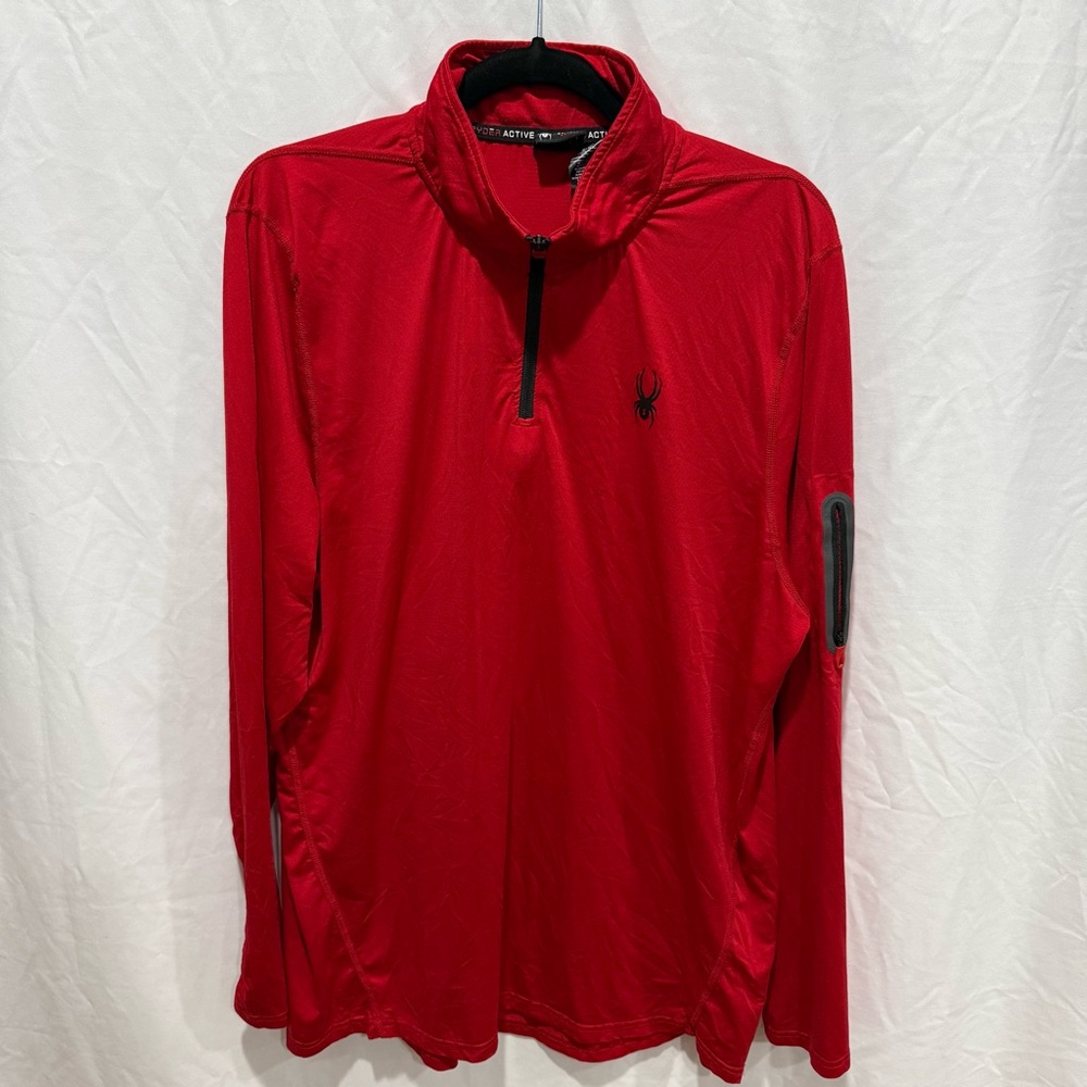 Spyder Active Red Quarter Zip‎ Pullover XL ProW8 Stretch Ski Base Layer Exercise